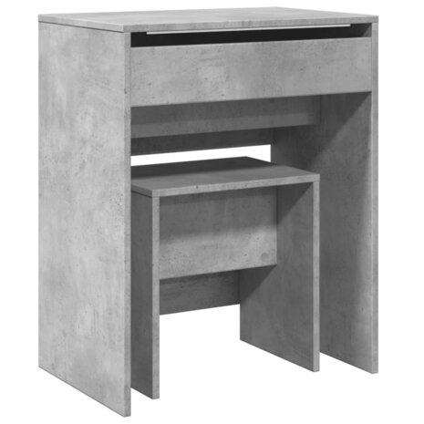 Kaptafel met krukje 60x40x113,5 cm betongrijs 2