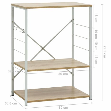 Magnetronkast 60x39,6x79,5 cm bewerkt hout wit en eikenkleurig 8