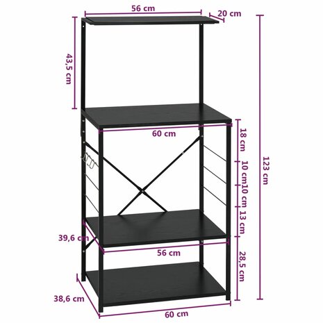 Magnetronkast 60x39,6x123 cm bewerkt hout zwart 8