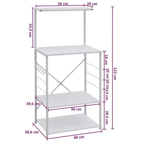 Magnetronkast 60x39,6x123 cm bewerkt hout wit 8