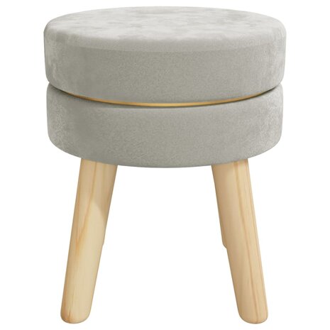 Hocker rond fluweel lichtgrijs 3