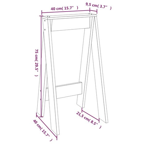 Krukken 2 st 40x40x75 cm massief grenenhout 9