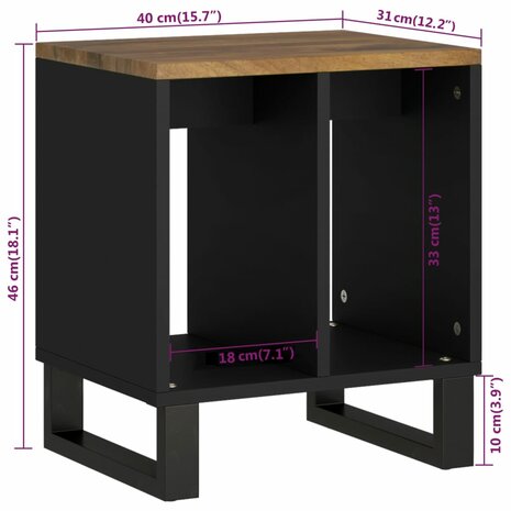 Bijzettafel 40x31x46 cm massief mangohout en bewerkt hout 9