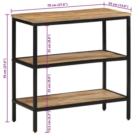 Wandtafel 70x35x70 cm massief ruw mangohout 9