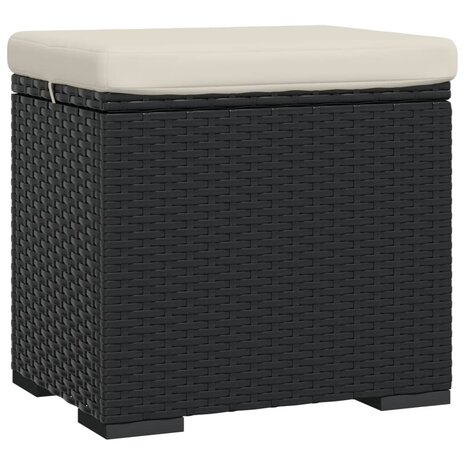 Hocker met kussen 40x30x40 cm poly rattan zwart 2