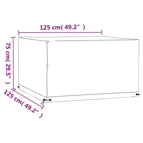 Tuinmeubelhoezen 2 st 8 ogen vierkant 125x125x75 cm 10