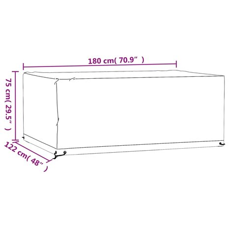 Tuinmeubelhoezen 2 st 8 oogjes rechthoekig 180x122x75 cm 10