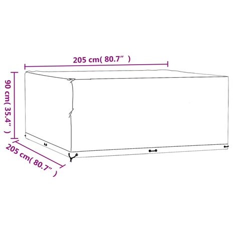 Tuinmeubelhoezen 2 st 16 oogjes vierkant 205x205x90 cm 10