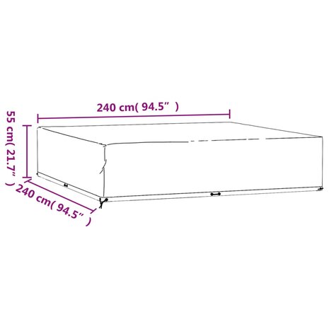 Tuinmeubelhoezen 2 st 16 oogjes vierkant 240x240x55 cm 10