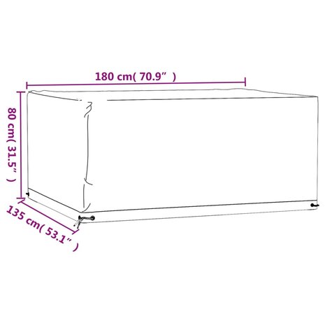 Tuinmeubelhoes met 8 oogjes rechthoekig 180x135x80 cm 9