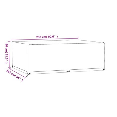 Tuinmeubelhoes met 12 oogjes rechthoekig 230x165x80 cm 9