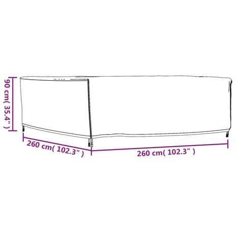 Tuinmeubelhoes waterdicht 420D 260x260x90 cm zwart 12