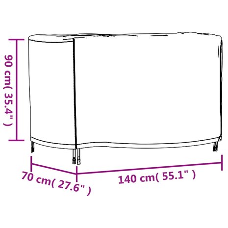 Tuinmeubelhoes waterdicht 420D 140x70x90 cm zwart 12