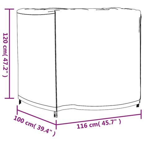 Tuinmeubelhoes waterdicht 420D 116x100x120 cm zwart 12