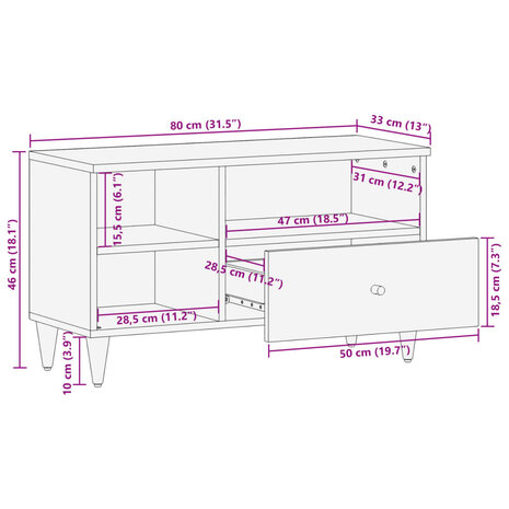 Tv-meubel 80x33x46 cm massief mangohout 12