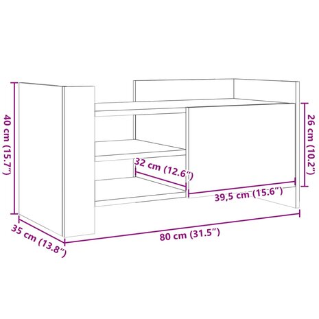 Tv-meubel 80x35x40 cm bewerkt hout zwart 11