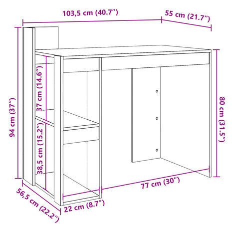 Bureau 103,5x56,5x94 cm bewerkt hout wit 9