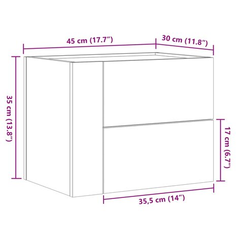 Nachtkastjes 2 st wandgemonteerd 45x30x35 cm wit 12