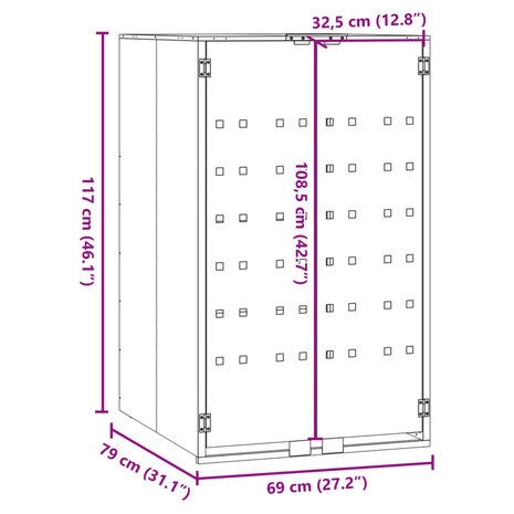 Containerberging voor 1 container 69x79x117 cm staal zwart 10