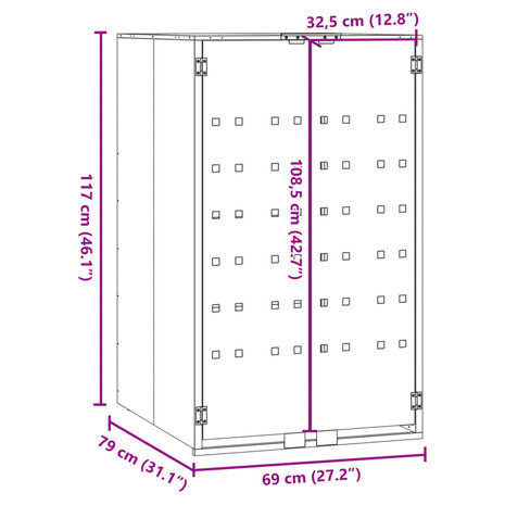 Containerberging voor 1 container 69x79x117 cm staal antraciet 10