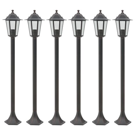 Paalverlichting voor tuin E27 110 cm aluminium brons 6 st 1