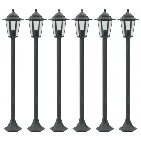 Paalverlichting voor tuin E27 110 cm aluminium donkergroen 6 st 1