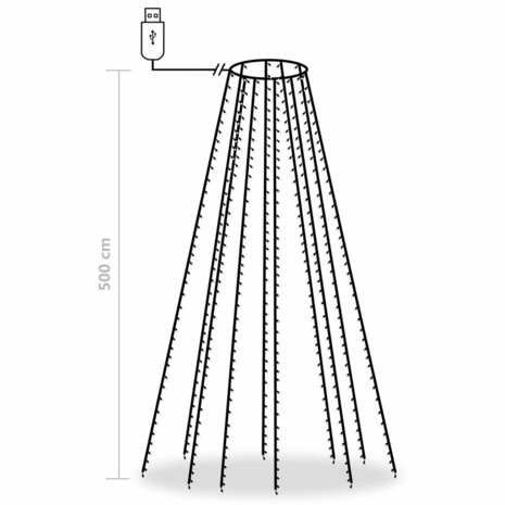 Kerstboomverlichting met 500 LED&apos;s koudwit binnen/buiten 500 cm 8