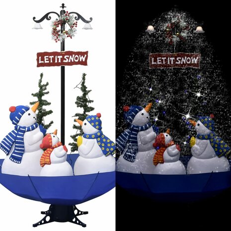 Kerstboom sneeuwend met paraplubasis 170 cm PVC blauw 1