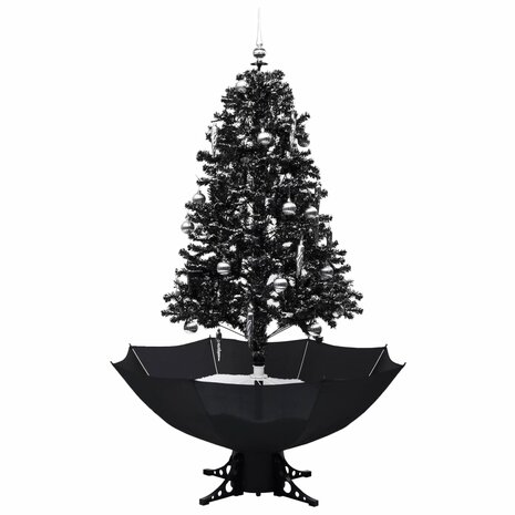 Kerstboom sneeuwend met paraplubasis 170 cm PVC zwart 2