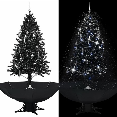 Kerstboom sneeuwend met paraplubasis 190 cm PVC zwart 1