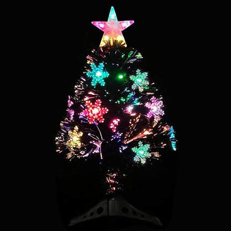 Kerstboom met LED-sneeuwvlokken 64 cm glasvezel zwart 3