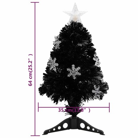 Kerstboom met LED-sneeuwvlokken 64 cm glasvezel zwart 9