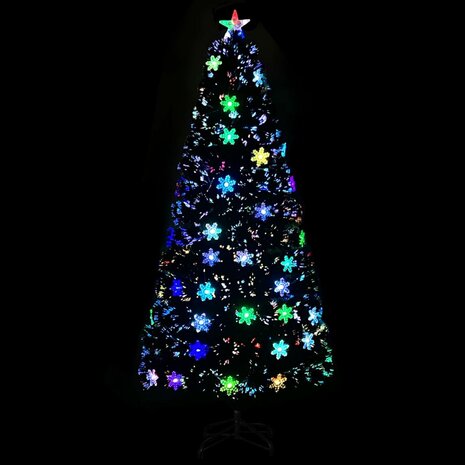 Kerstboom met LED-sneeuwvlokken 150 cm glasvezel zwart 3