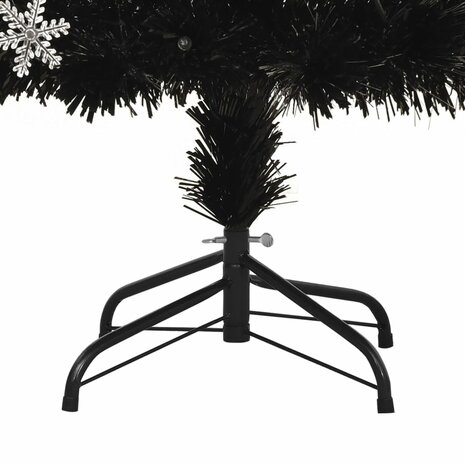 Kerstboom met LED-sneeuwvlokken 210 cm glasvezel zwart 8