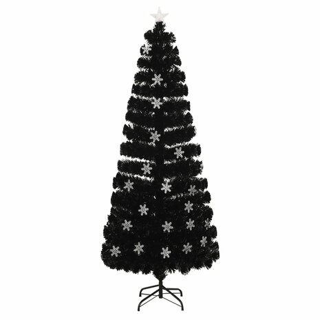 Kerstboom met LED-sneeuwvlokken 240 cm glasvezel zwart 2