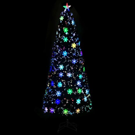 Kerstboom met LED-sneeuwvlokken 240 cm glasvezel zwart 3