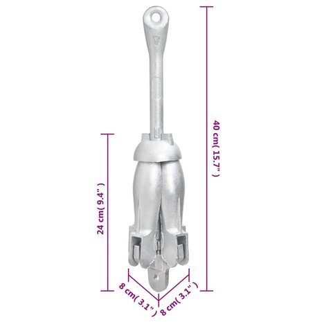 Anker inklapbaar 3,2 kg smeedijzer zilverkleurig 7