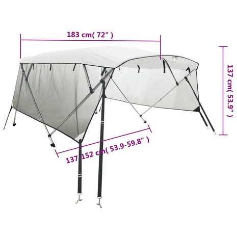 Biminitop 3 bogen met mesh zijwanden 183x(137-152)x137 cm 12