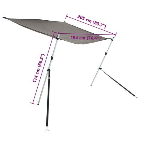 Schaduwdoekset T-top 174x205x(115-194) cm antracietkleurig 9