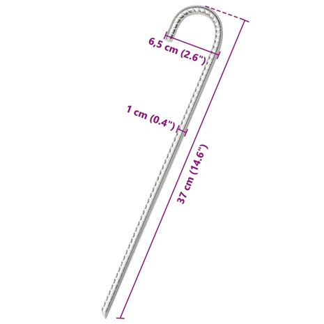 Tentharingen 6 st Ø10 mm 37 cm gegalvaniseerd staal 5