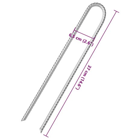 Tentharingen 6 st U-vormig Ø10 mm 37 cm gegalvaniseerd staal 5