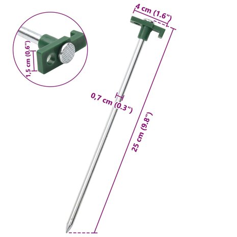 Tentharingen 24 st 7 mm 25 cm gegalvaniseerd staal polypropeen 6