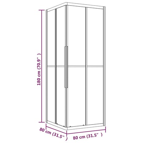 Douchecabine 80x80x180 cm mat ESG 10