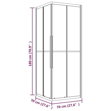 Douchecabine 70x70x180 cm halfmat ESG zwart 11