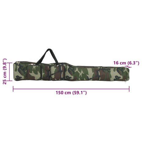 Hengeltas 150 cm camouflage oxford stof groen 7