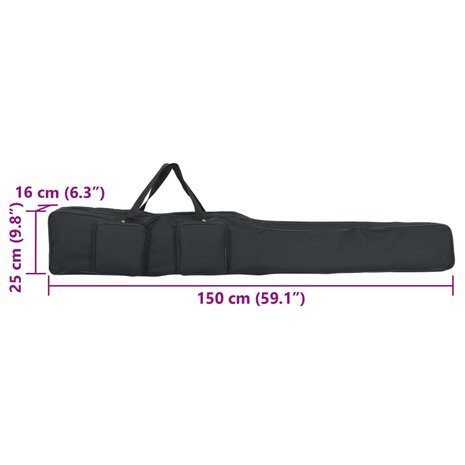 Hengeltas 150 cm oxford stof zwart 7