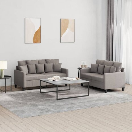 2-delige Loungeset met kussens stof taupe 1