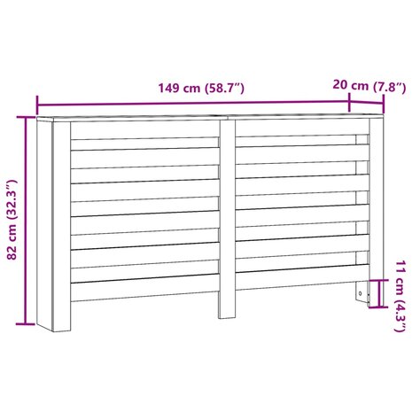 Radiatorombouw 149x20x82 cm bewerkt hout wit 8