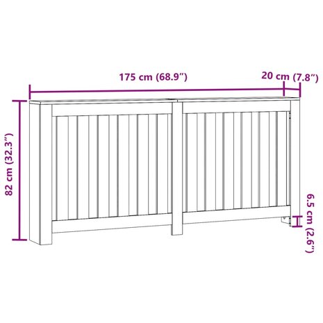 Radiatorombouw 175x20x82 cm bewerkt hout zwart 8