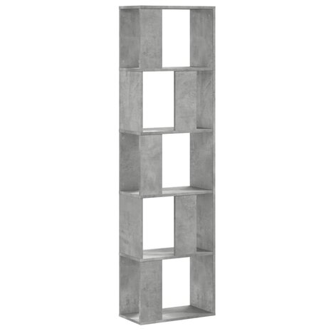 Boekenkast 5-laags 45x23,5x162,5 cm bewerkt hout betongrijs 2